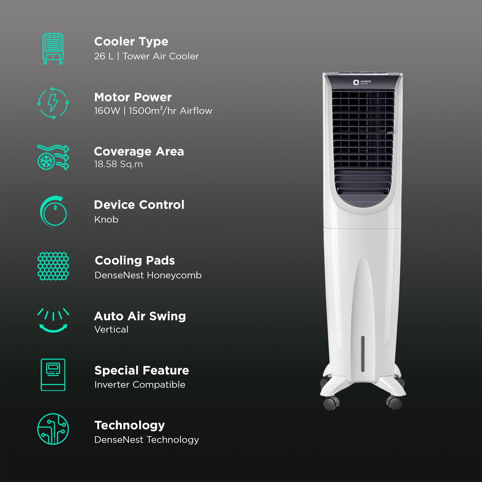 orienttower Buy Orient Ultimo 26 Litres Tower Air Cooler with Lot Enabled (Ice